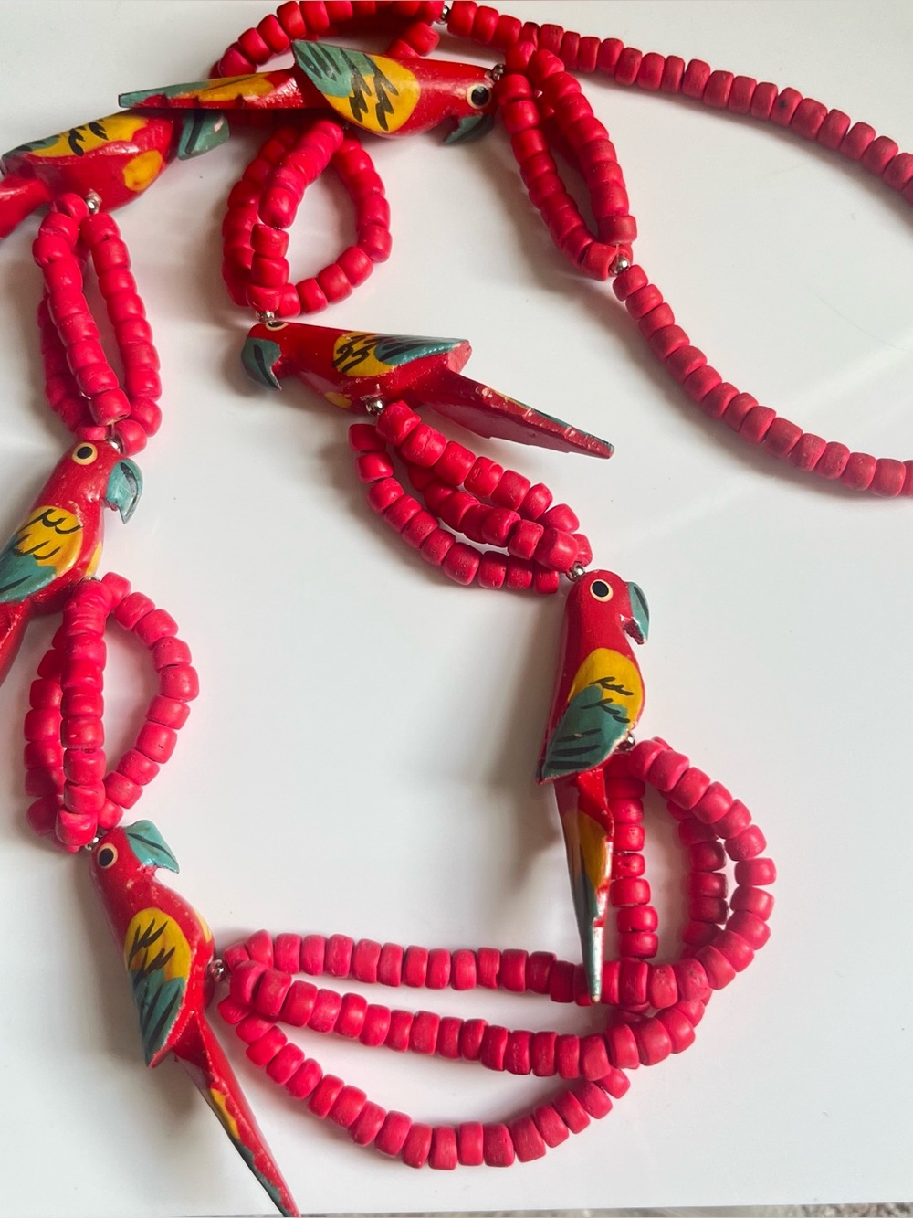 VTG Wooden Bead Parrot Necklace